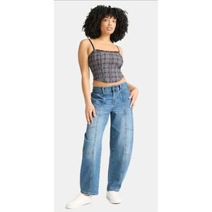 Madden NYC Women Balloon Jeans Medium Wash High Waist Size Large